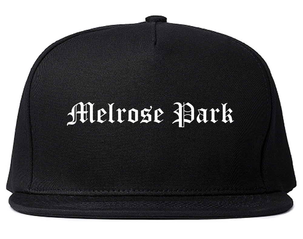 Melrose Park Illinois IL Old English Mens Snapback Hat Black