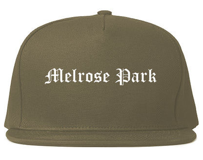 Melrose Park Illinois IL Old English Mens Snapback Hat Grey