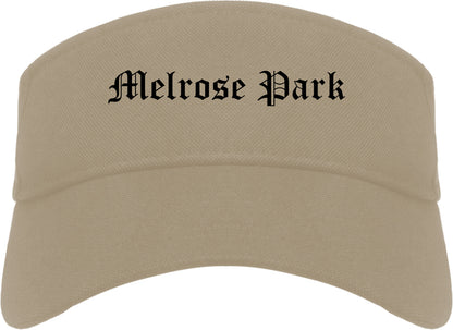 Melrose Park Illinois IL Old English Mens Visor Cap Hat Khaki