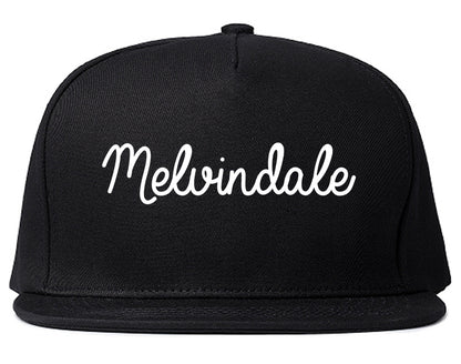 Melvindale Michigan MI Script Mens Snapback Hat Black