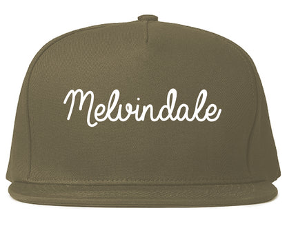 Melvindale Michigan MI Script Mens Snapback Hat Grey