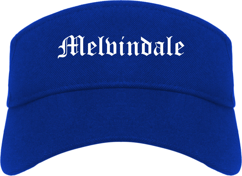 Melvindale Michigan MI Old English Mens Visor Cap Hat Royal Blue