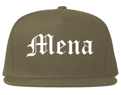 Mena Arkansas AR Old English Mens Snapback Hat Grey