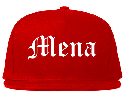 Mena Arkansas AR Old English Mens Snapback Hat Red