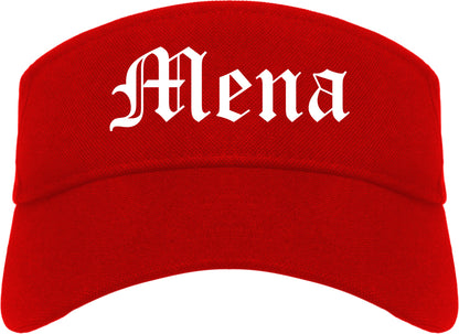 Mena Arkansas AR Old English Mens Visor Cap Hat Red