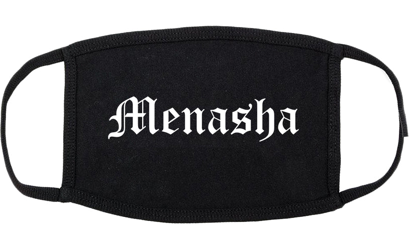 Menasha Wisconsin WI Old English Cotton Face Mask Black