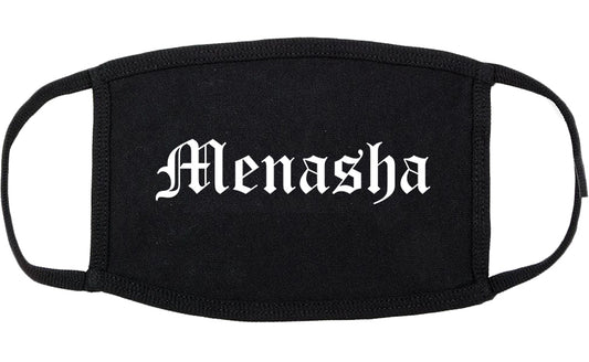 Menasha Wisconsin WI Old English Cotton Face Mask Black
