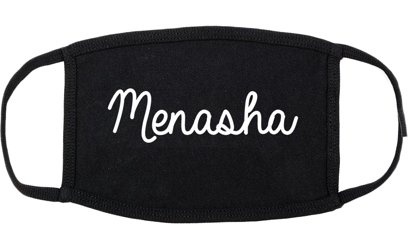 Menasha Wisconsin WI Script Cotton Face Mask Black