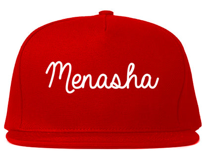 Menasha Wisconsin WI Script Mens Snapback Hat Red