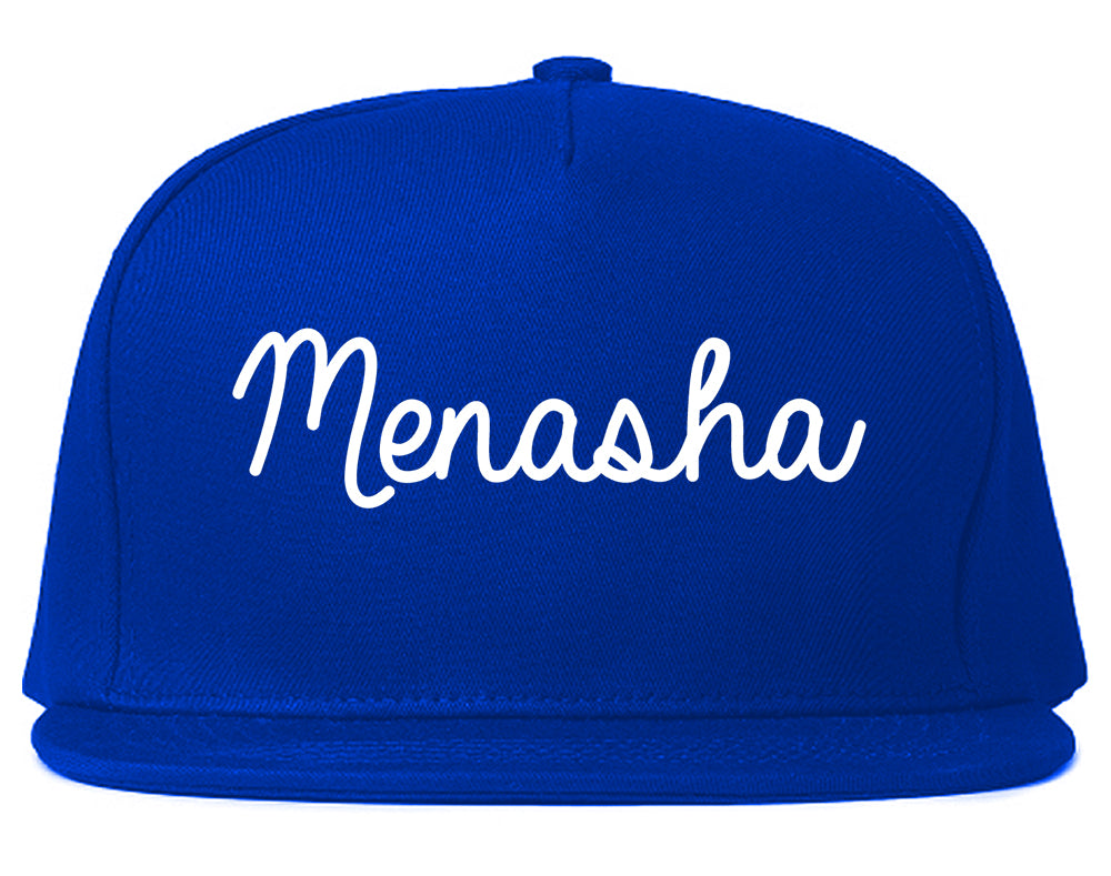 Menasha Wisconsin WI Script Mens Snapback Hat Royal Blue