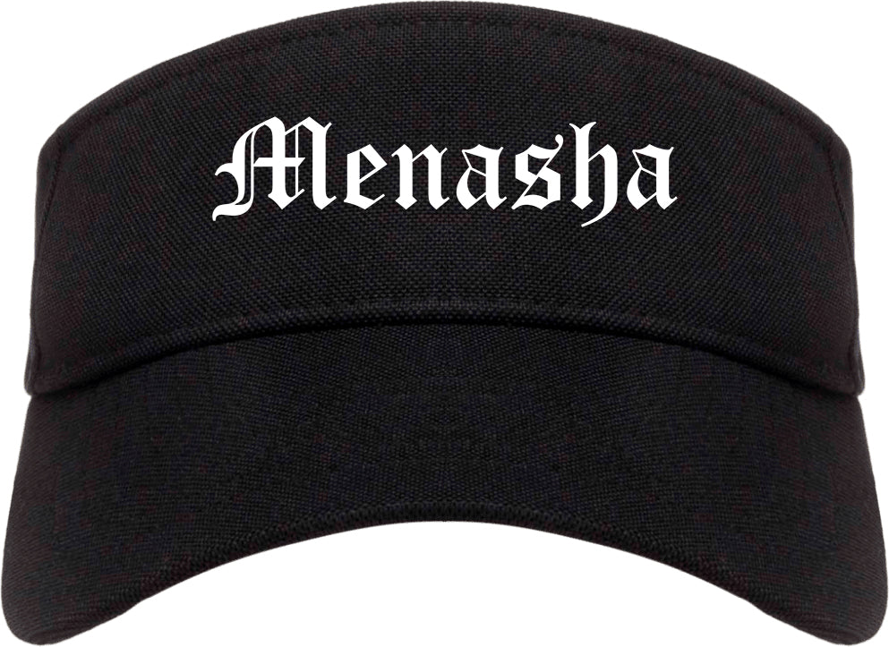 Menasha Wisconsin WI Old English Mens Visor Cap Hat Black