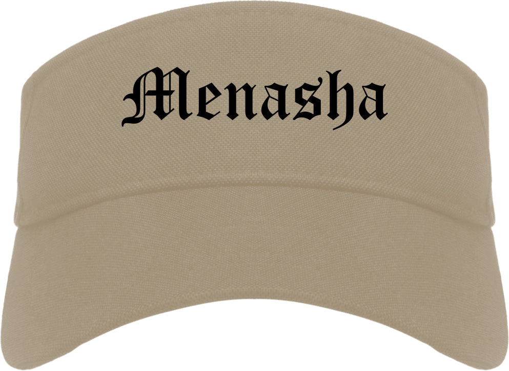 Menasha Wisconsin WI Old English Mens Visor Cap Hat Khaki