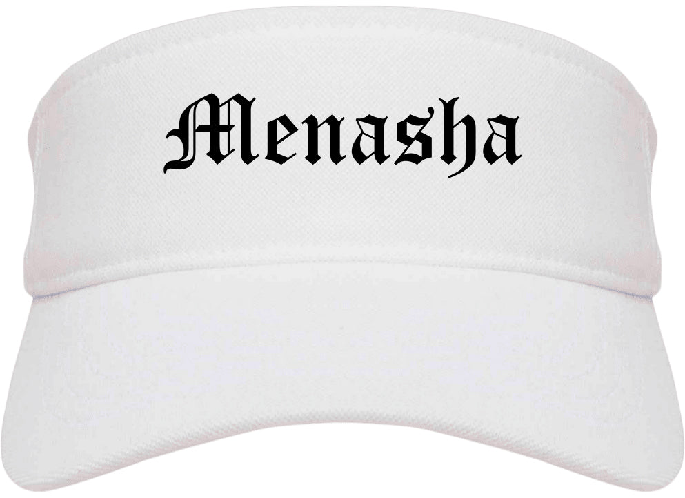 Menasha Wisconsin WI Old English Mens Visor Cap Hat White
