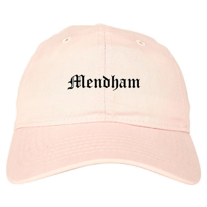 Mendham New Jersey NJ Old English Mens Dad Hat Baseball Cap Pink