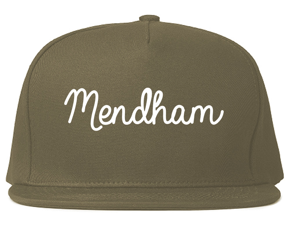 Mendham New Jersey NJ Script Mens Snapback Hat Grey