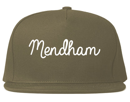 Mendham New Jersey NJ Script Mens Snapback Hat Grey
