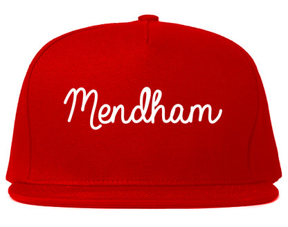 Mendham New Jersey NJ Script Mens Snapback Hat Red