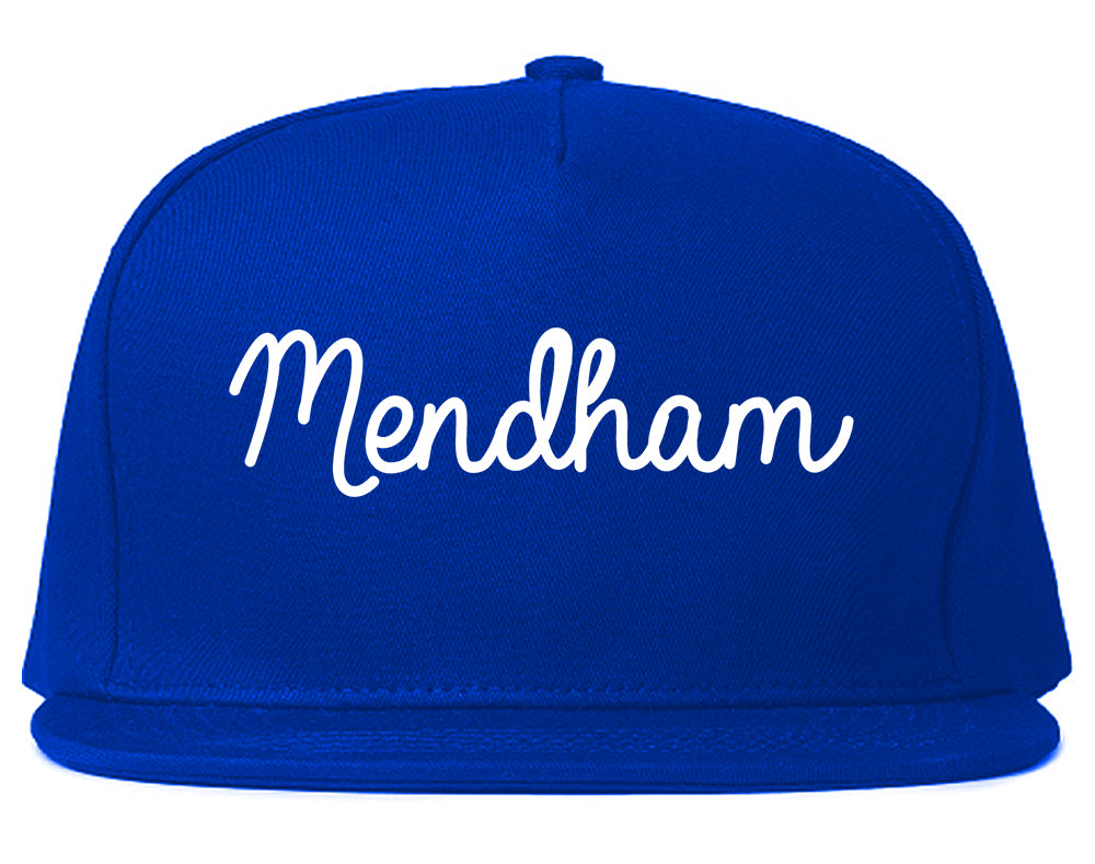 Mendham New Jersey NJ Script Mens Snapback Hat Royal Blue