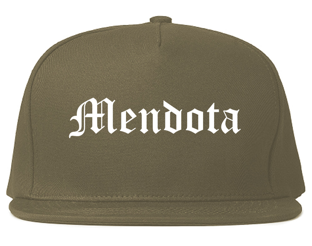Mendota California CA Old English Mens Snapback Hat Grey