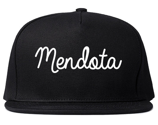 Mendota California CA Script Mens Snapback Hat Black
