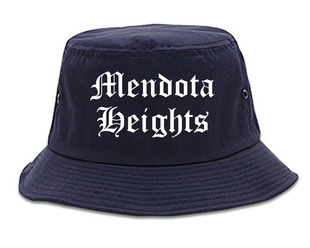 Mendota Heights Minnesota MN Old English Mens Bucket Hat Navy Blue