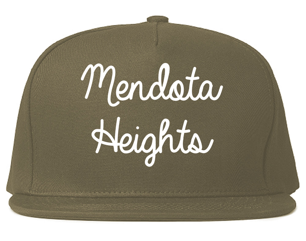 Mendota Heights Minnesota MN Script Mens Snapback Hat Grey