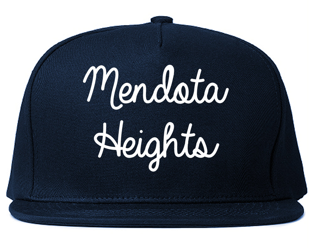 Mendota Heights Minnesota MN Script Mens Snapback Hat Navy Blue