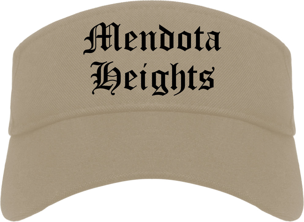 Mendota Heights Minnesota MN Old English Mens Visor Cap Hat Khaki