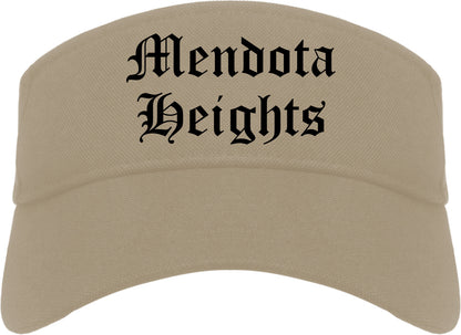 Mendota Heights Minnesota MN Old English Mens Visor Cap Hat Khaki