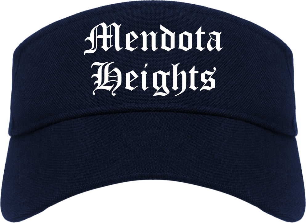 Mendota Heights Minnesota MN Old English Mens Visor Cap Hat Navy Blue