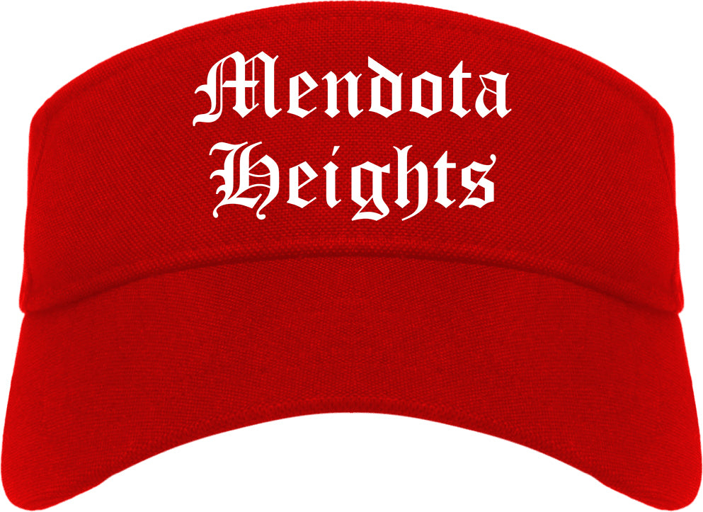 Mendota Heights Minnesota MN Old English Mens Visor Cap Hat Red