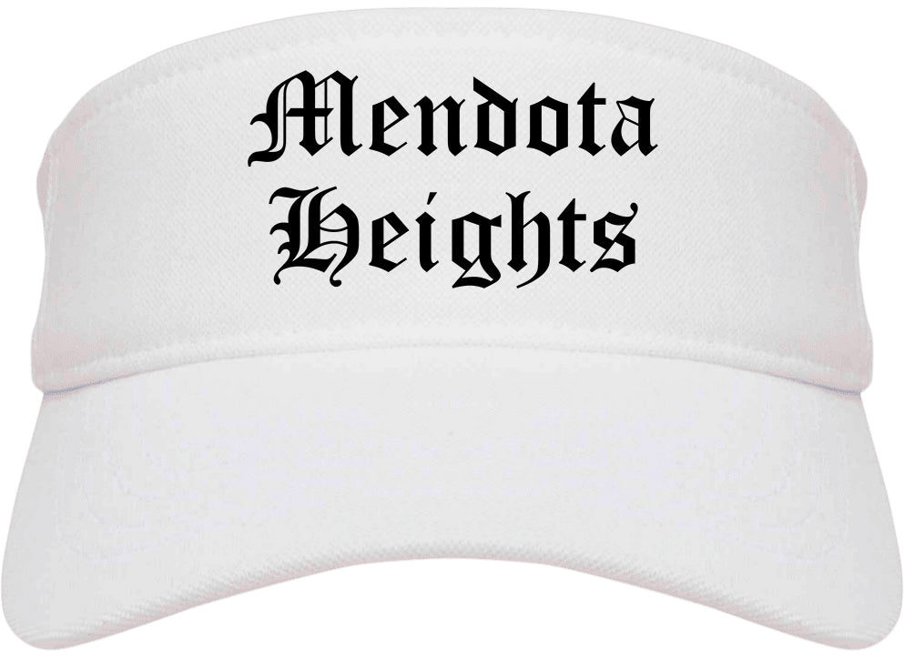 Mendota Heights Minnesota MN Old English Mens Visor Cap Hat White