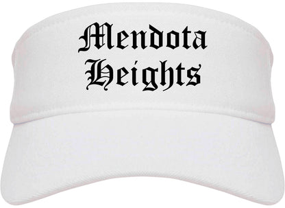 Mendota Heights Minnesota MN Old English Mens Visor Cap Hat White