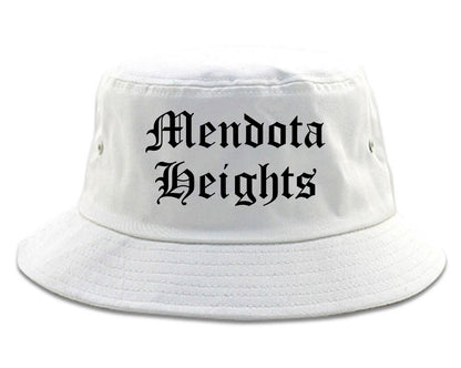 Mendota Heights Minnesota MN Old English Mens Bucket Hat White
