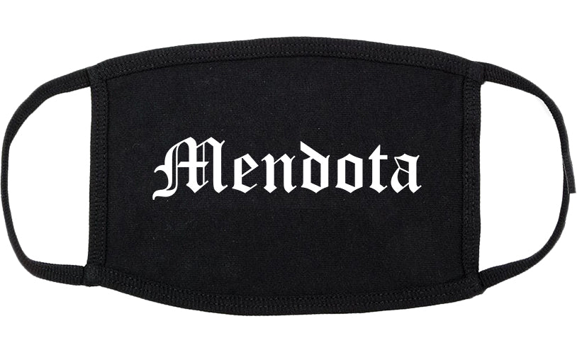 Mendota Illinois IL Old English Cotton Face Mask Black