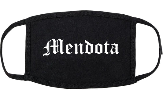 Mendota Illinois IL Old English Cotton Face Mask Black
