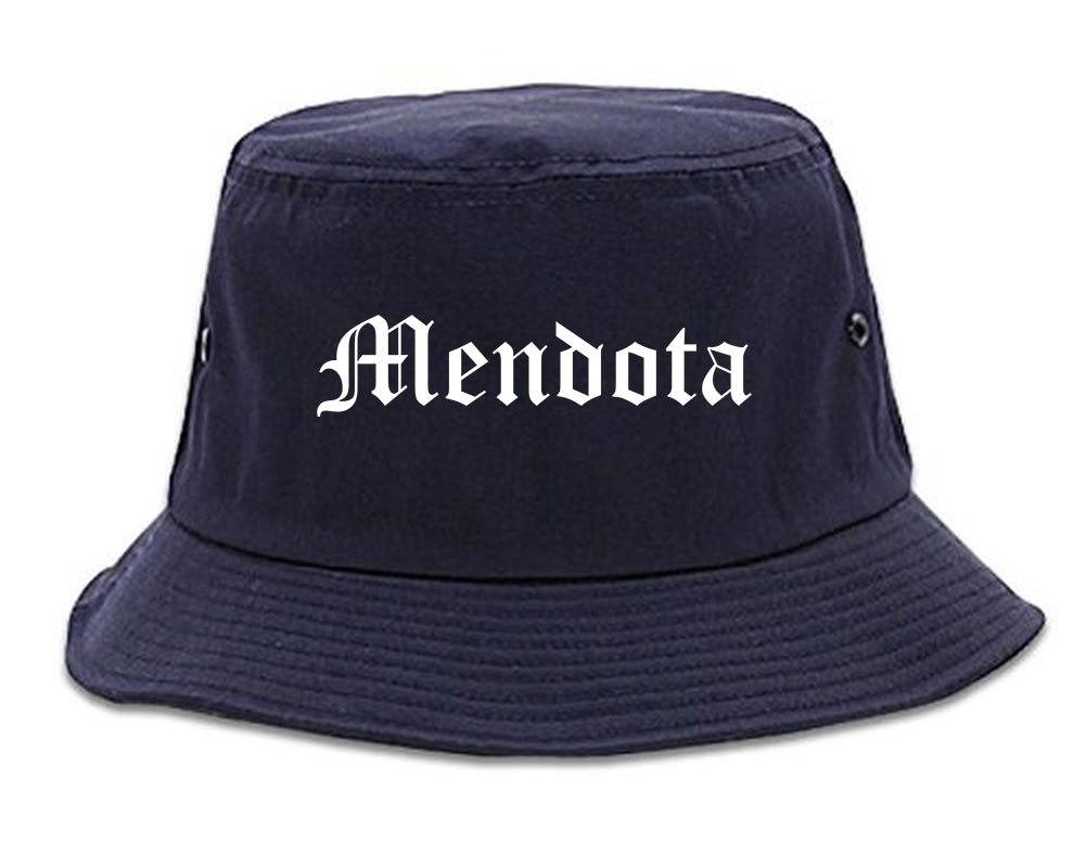 Mendota Illinois IL Old English Mens Bucket Hat Navy Blue