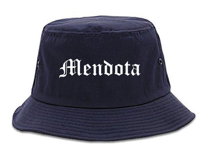 Mendota Illinois IL Old English Mens Bucket Hat Navy Blue