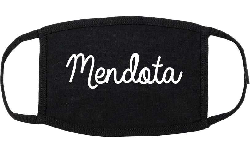 Mendota Illinois IL Script Cotton Face Mask Black