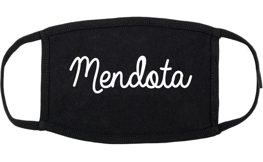 Mendota Illinois IL Script Cotton Face Mask Black