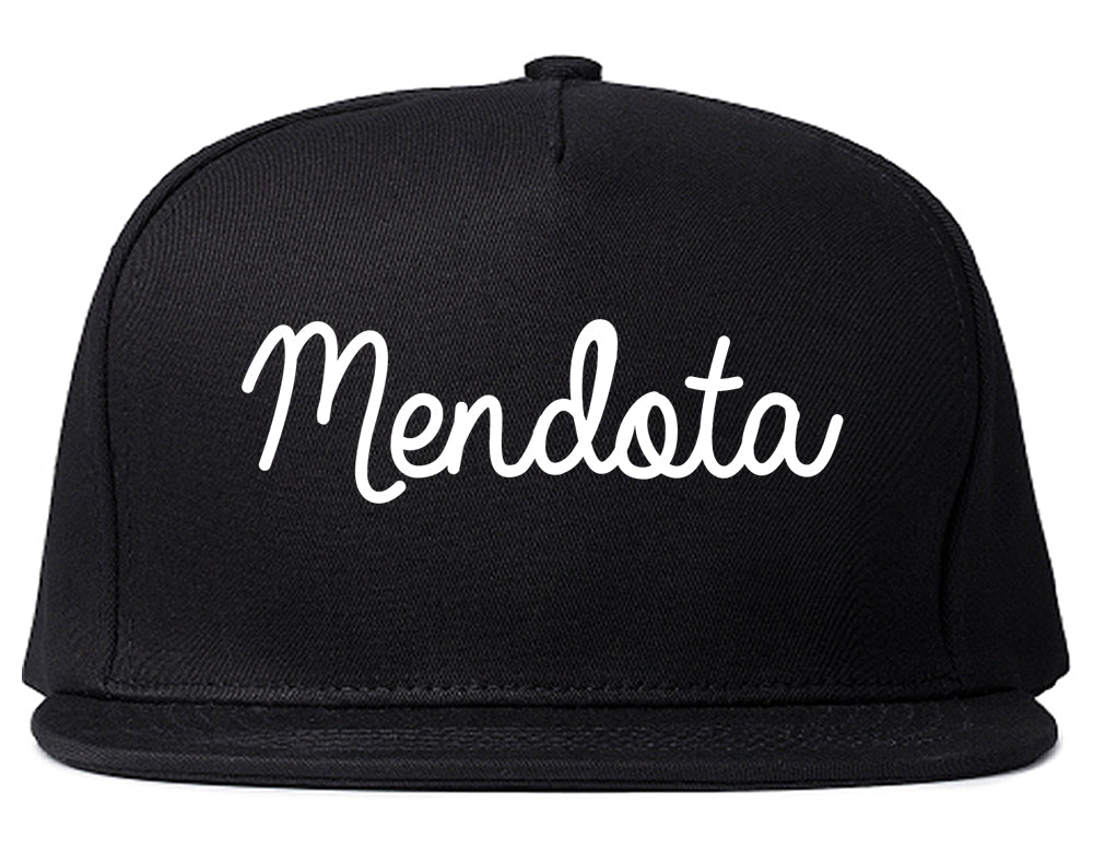 Mendota Illinois IL Script Mens Snapback Hat Black