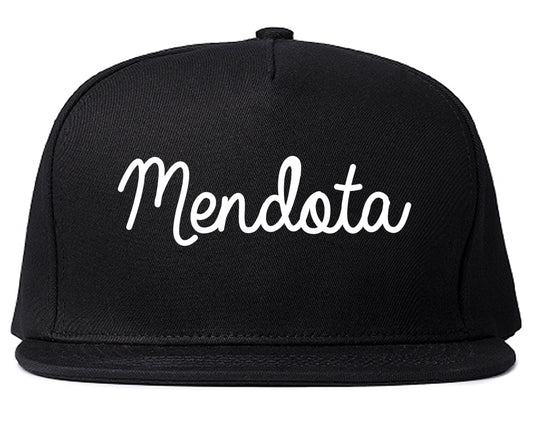 Mendota Illinois IL Script Mens Snapback Hat Black