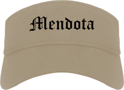 Mendota Illinois IL Old English Mens Visor Cap Hat Khaki