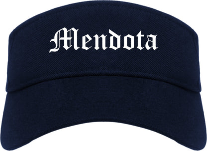 Mendota Illinois IL Old English Mens Visor Cap Hat Navy Blue