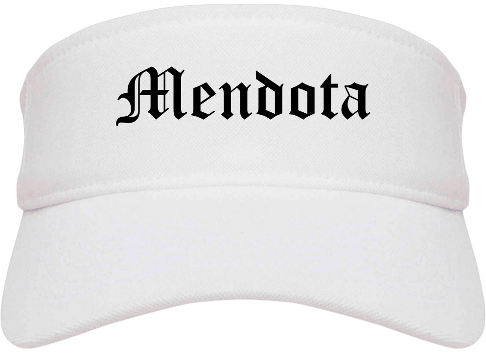 Mendota Illinois IL Old English Mens Visor Cap Hat White