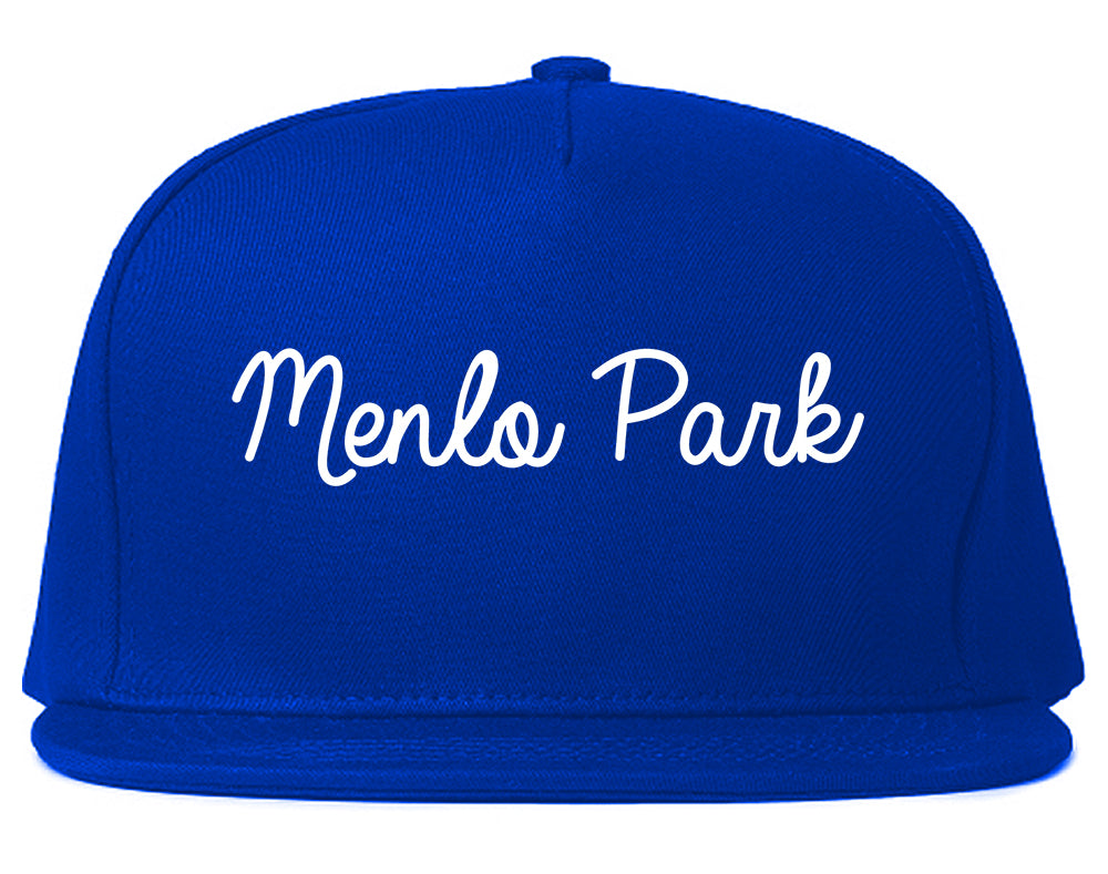 Menlo Park California CA Script Mens Snapback Hat Royal Blue