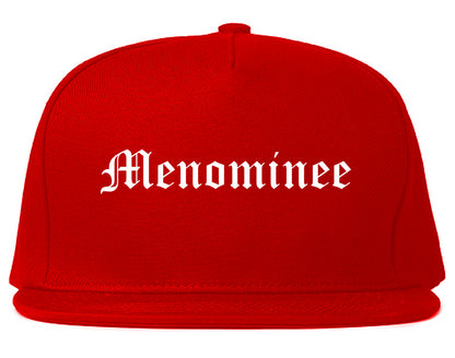 Menominee Michigan MI Old English Mens Snapback Hat Red