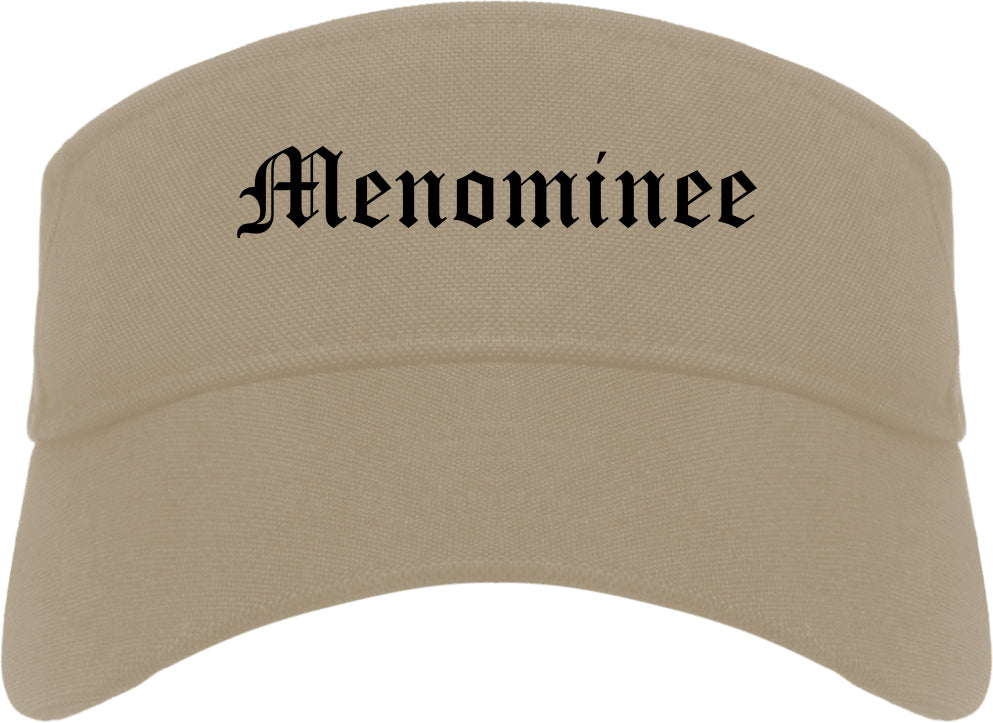Menominee Michigan MI Old English Mens Visor Cap Hat Khaki