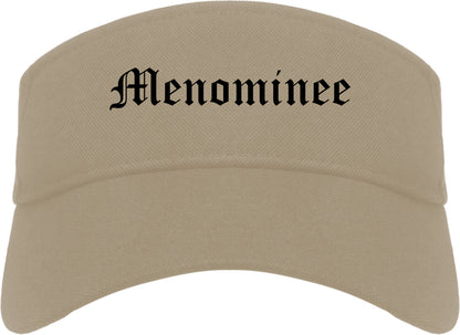 Menominee Michigan MI Old English Mens Visor Cap Hat Khaki