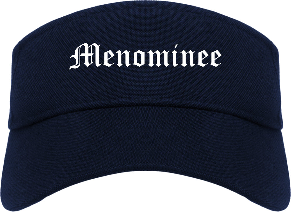 Menominee Michigan MI Old English Mens Visor Cap Hat Navy Blue